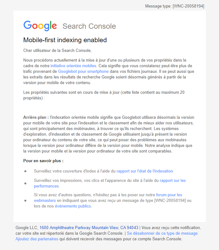 Google - Activation de l'indexation orientée mobiles