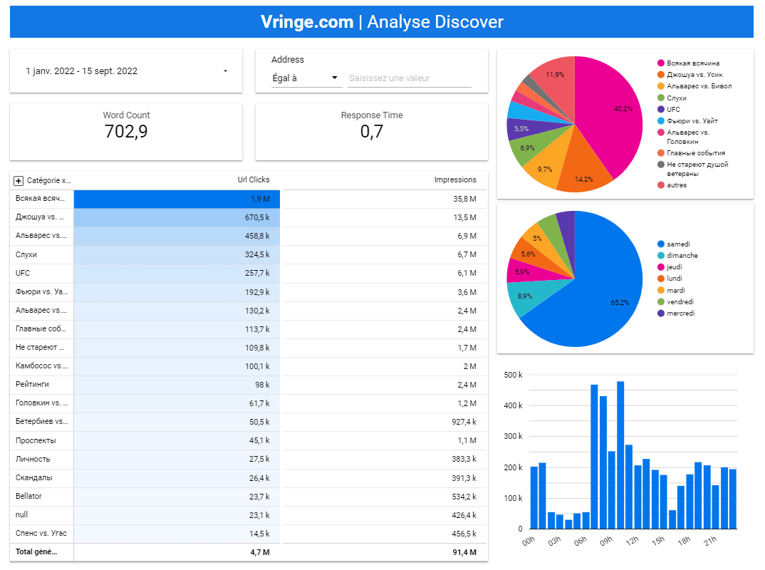 Datastudio : Analyse Discover