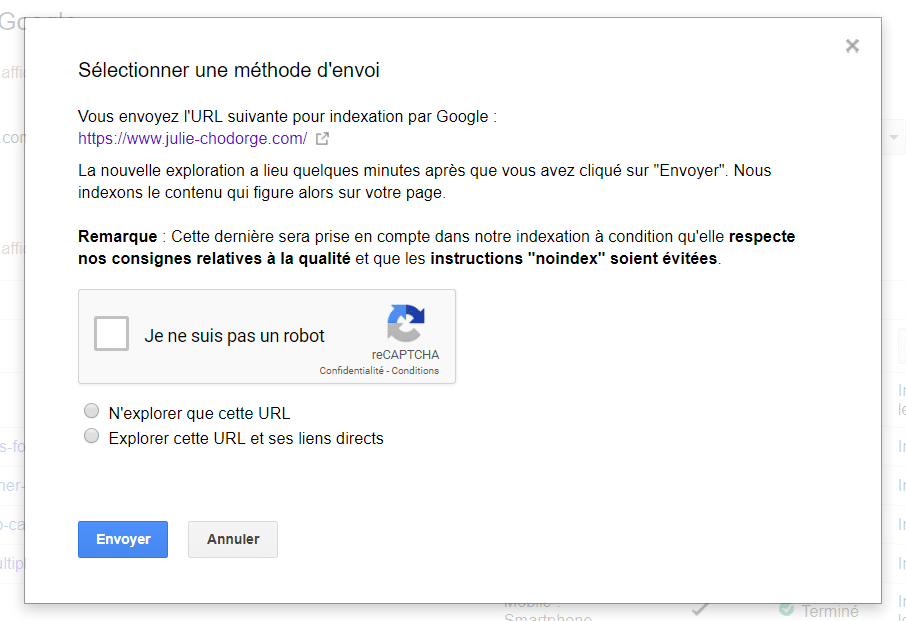 Explorer comme Google dans Search Console