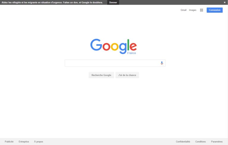 Google affiche une bannière pour encourage au don