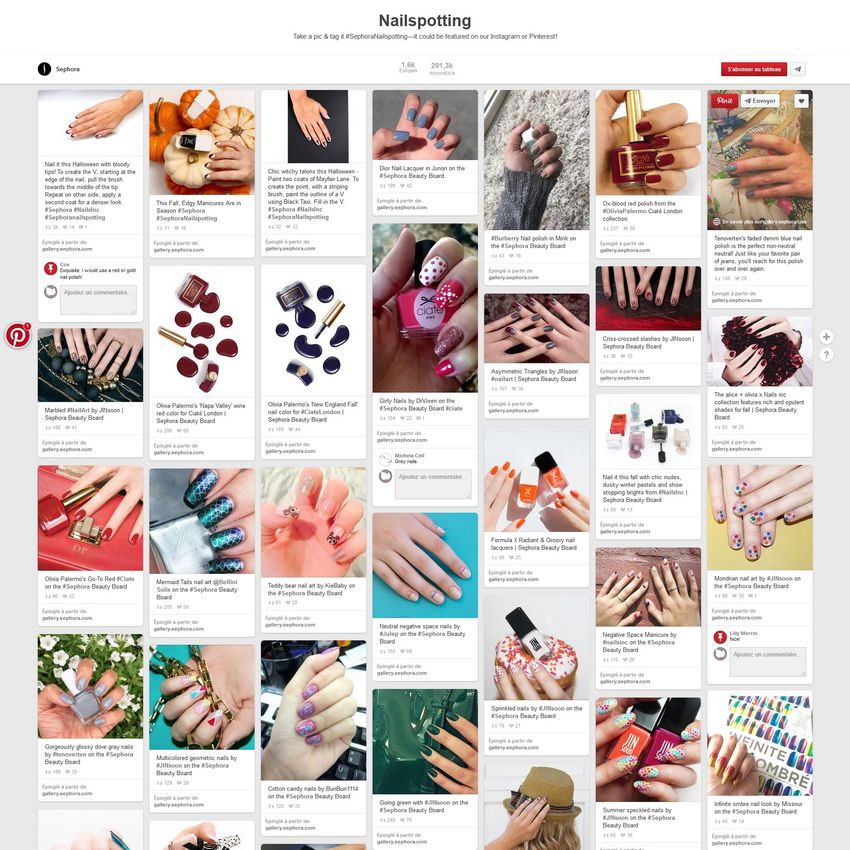 Sephora : relai des photos avec le hashtag #SephoraNailspotting sur Pinterest