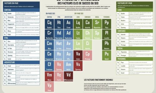 Infographie : Tableau périodique des Facteurs Clés de Succès du SEO